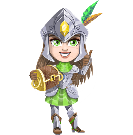 Female Knight with Helmet Cartoon Vector Character AKA Knightalia Beauty-Mark