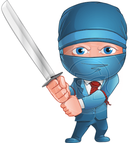 Businessman dressed as Ninja Cartoon Vector Character AKA Hideki