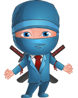 Businessman dressed as Ninja Cartoon Vector Character AKA Hideki