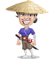 Samurai with Straw Hat Cartoon Vector Character AKA Akechi