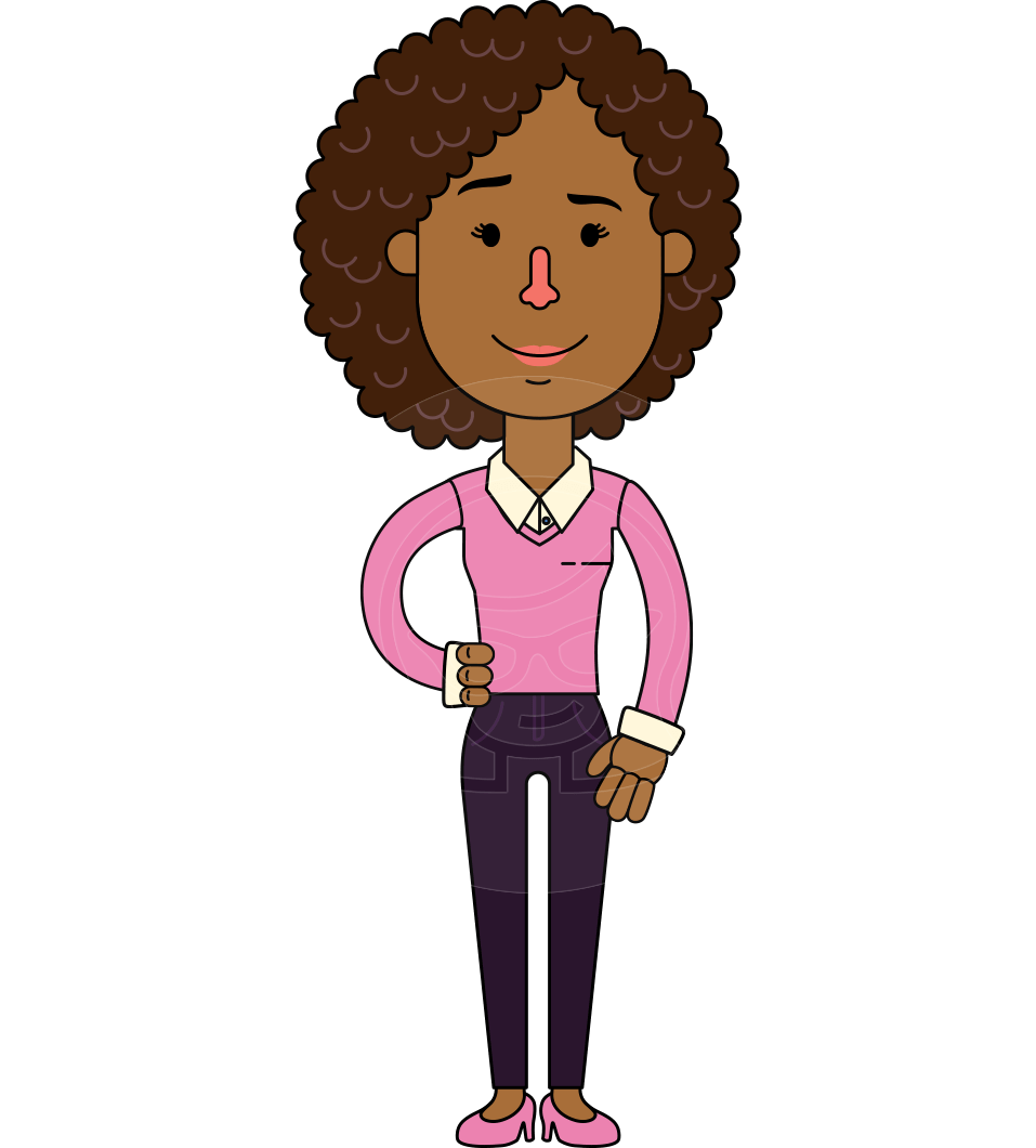 Minimalistic African American Girl Vector Character Design AKA Liana