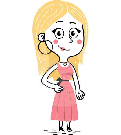 Flat Hand Drawn Girl Cartoon Vector Character AKA Maura