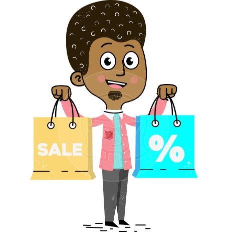 Flat Hand Drawn African American Man Cartoon Vector Character AKA Christopher