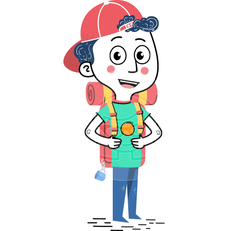 Cute Flat Hand Drawn Kid Cartoon Vector Character AKA Gabriel Cap