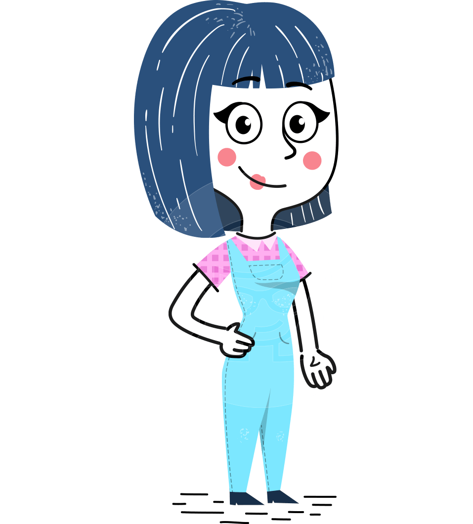 Hand Drawn Illustration of Vector Female Character AKA Greta