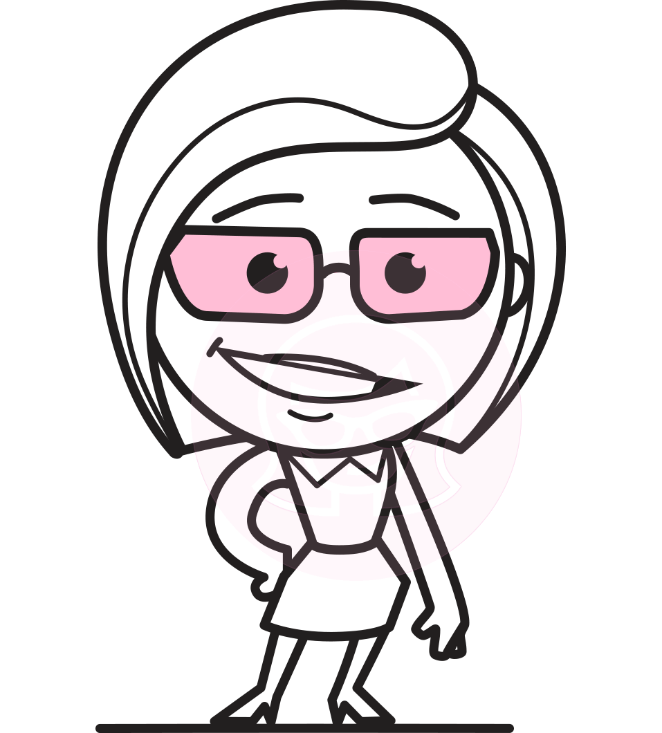 Flat Linear Business Woman Cartoon Vector Character AKA Val