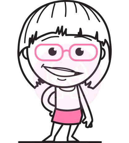 Little Flat Linear Girl Cartoon Vector Character AKA Vicky