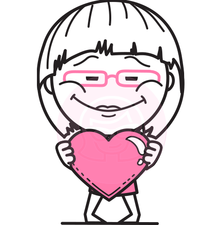 Little Flat Linear Girl Cartoon Vector Character AKA Vicky