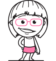 Little Flat Linear Girl Cartoon Vector Character AKA Vicky