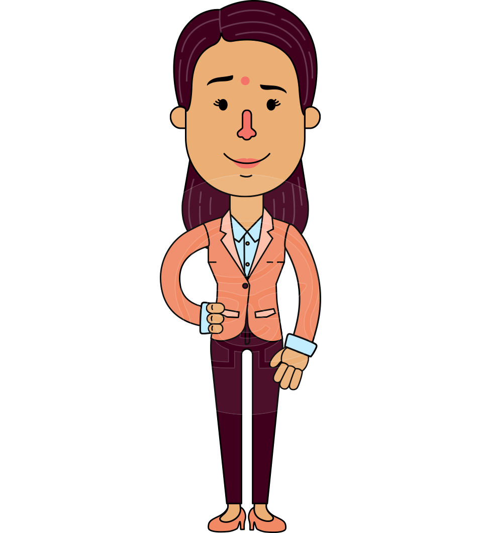 Flat Indian Girl Vector Character Design AKA Anika Hardworking