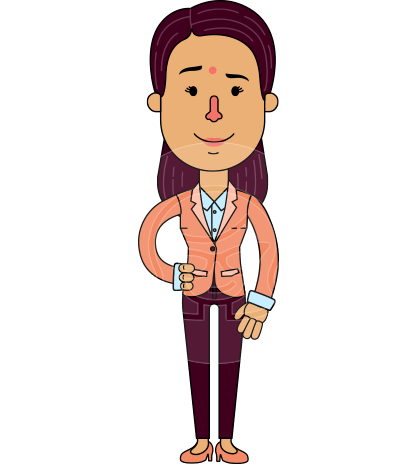 Flat Indian Girl Vector Character Design AKA Anika Hardworking
