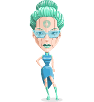 Female Human Robot Cartoon Character Set