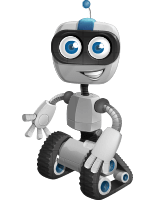 Robot on Wheels Cartoon Vector Character Set