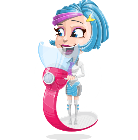 Futuristic Technology Girl Cartoon Vector Character AKA Urania