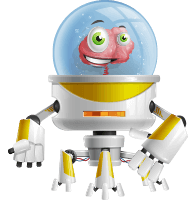 Alien Robot Cartoon Character Set