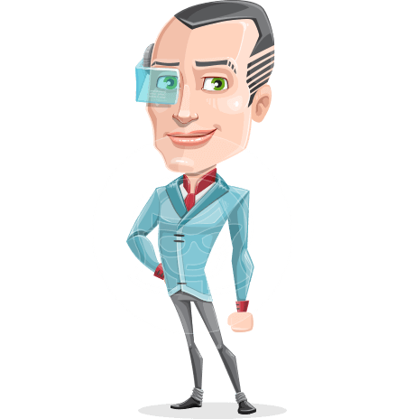 Innovative Technology Man Cartoon Vector Character AKA Shane
