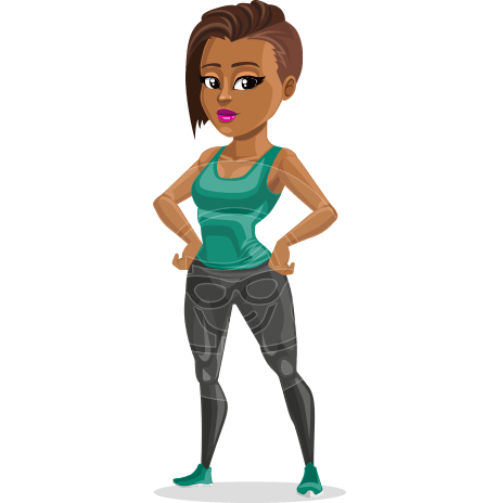 African American Fitness Girl Cartoon Vector Character AKA Alicia