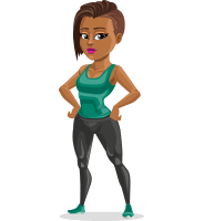 African American Fitness Girl Cartoon Vector Character AKA Alicia