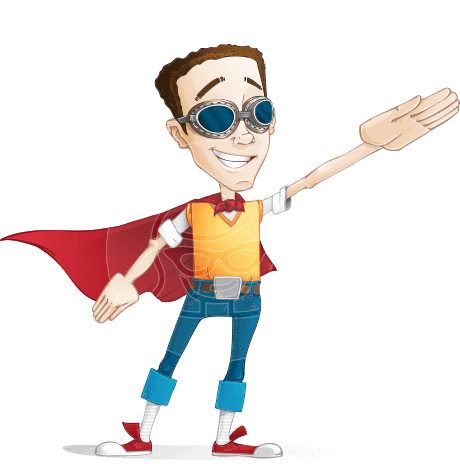 Boy with Superhero Cape Cartoon Vector Character AKA Victor Nerdbolt