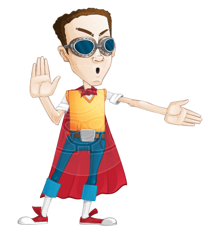 Boy with Superhero Cape Cartoon Vector Character AKA Victor Nerdbolt