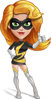 Attractive Superhero Girl Cartoon Vector Character AKA Jess Thunderstorm