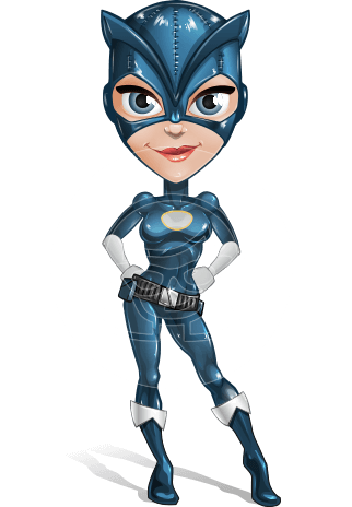 Fit Girl with Superhero Costume Cartoon Vector Character AKA Sara Purrfect