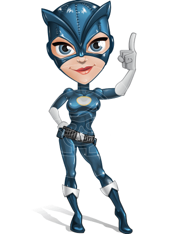 Fit Girl with Superhero Costume Cartoon Vector Character AKA Sara Purrfect