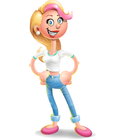 Cute Blonde Girl In Jeans Cartoon Vector 3D Character AKA Rosie