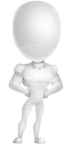 Strong Vector 3D Man with Muscles Cartoon Character AKA Vincent