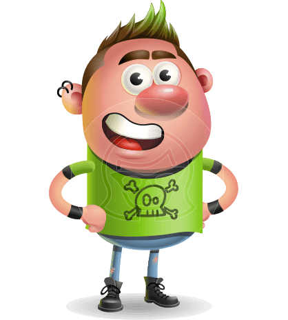 Punk Boy Cartoon Vector 3D Character AKA Carter Punk