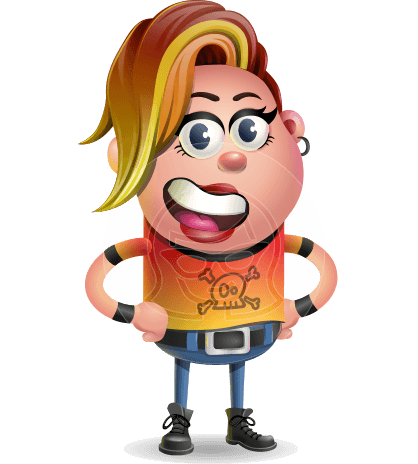 Punk Girl Cartoon Vector 3D Character AKA Harlow Rocks