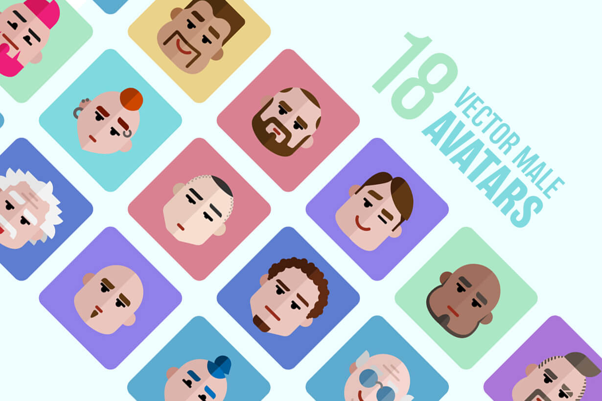 Flat Avatars Set: Males