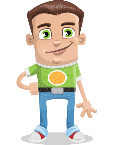 Funny Boy Cartoon Vector Character AKA Productive Tony