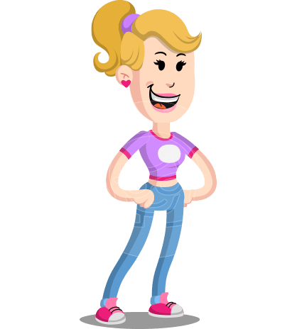 Flat Blonde Girl Cartoon Vector Character AKA Emma