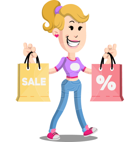 Flat Blonde Girl Cartoon Vector Character AKA Emma