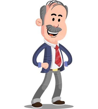 Flat Elderly Businessman Cartoon Vector Character AKA Fred Senior