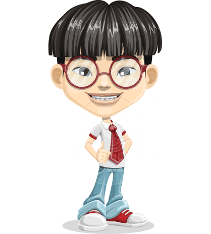 Asian School Boy Cartoon Vector Character AKA Jeng Li