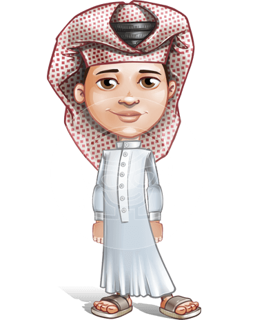 Little Muslim Boy Cartoon Vector Character AKA Nabil