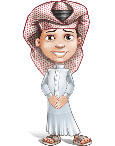 Little Muslim Boy Cartoon Vector Character AKA Nabil