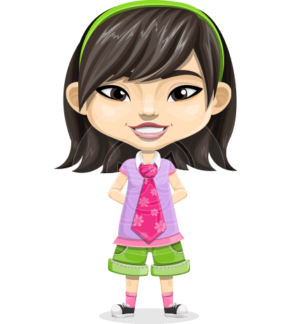 Asian School Girl Cartoon Vector Character AKA Ah Cy