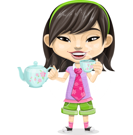 Asian School Girl Cartoon Vector Character AKA Ah Cy