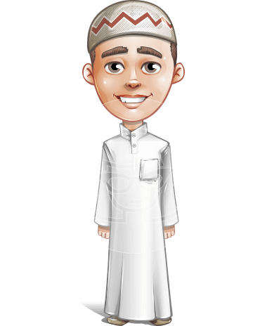 Cute Arab Boy Cartoon Vector Character AKA Hanif