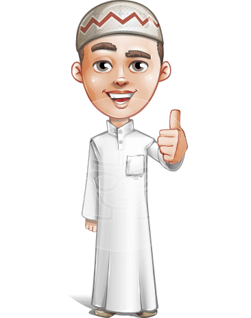 Cute Arab Boy Cartoon Vector Character AKA Hanif