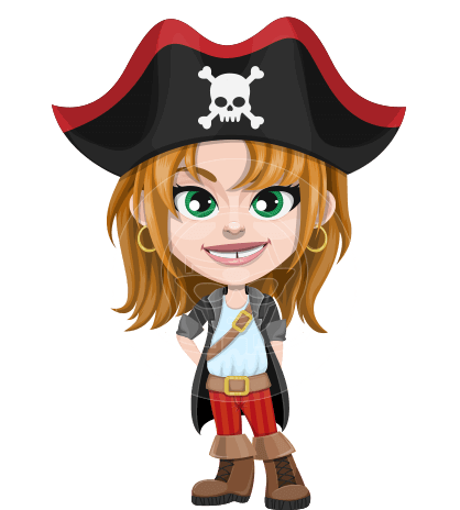 Cute Pirate Girl Cartoon Vector Character AKA Madison