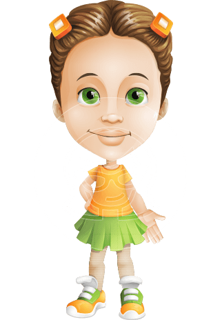 Little Girl with Skirt Cartoon Vector Character AKA Little Missy Mia