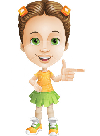 Little Girl with Skirt Cartoon Vector Character AKA Little Missy Mia