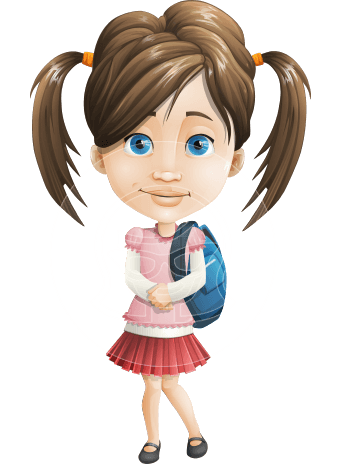 Elementary School Student Girl Cartoon Vector Character AKA Creative Jun