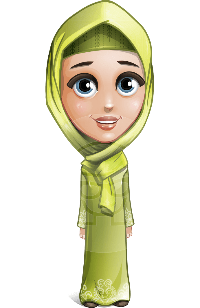 Cute Arab Girl Cartoon Vector Character AKA Budur Happiness
