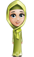 Cute Arab Girl Cartoon Vector Character AKA Budur Happiness