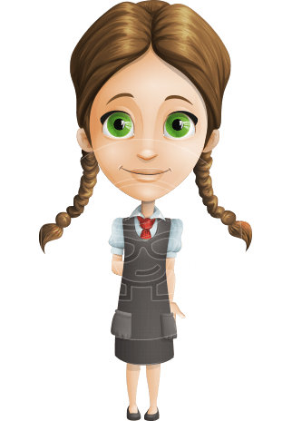 School Girl with Uniform Cartoon Vector Character AKA Viola
